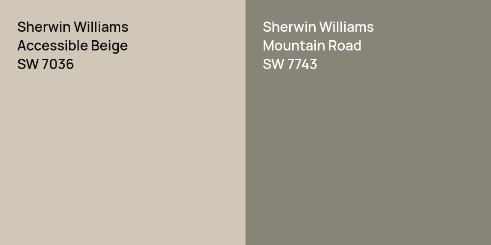 Sherwin Williams Accessible Beige vs. Sherwin Williams Mountain Road