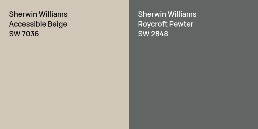 Sherwin Williams Accessible Beige vs. Sherwin Williams Roycroft Pewter