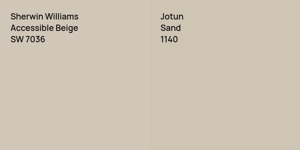 Sherwin Williams Accessible Beige vs. Jotun Sand