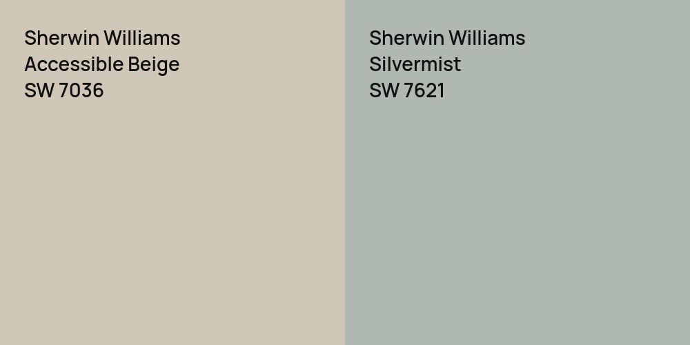 Sherwin Williams Accessible Beige vs. Sherwin Williams Silvermist