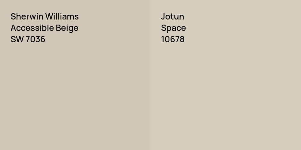 Sherwin Williams Accessible Beige vs. Jotun Space