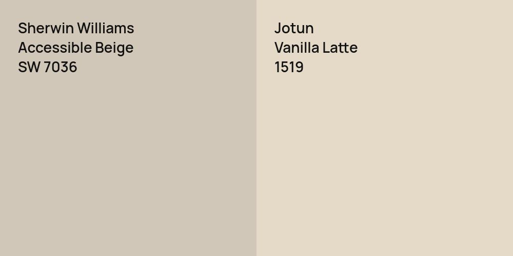 Sherwin Williams Accessible Beige vs. Jotun Vanilla Latte