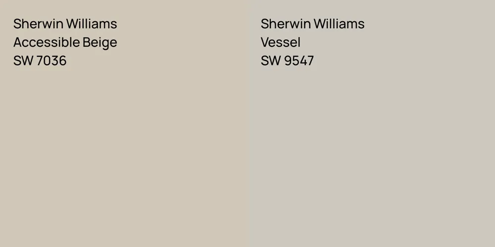 Sherwin Williams Accessible Beige vs. Sherwin Williams Vessel