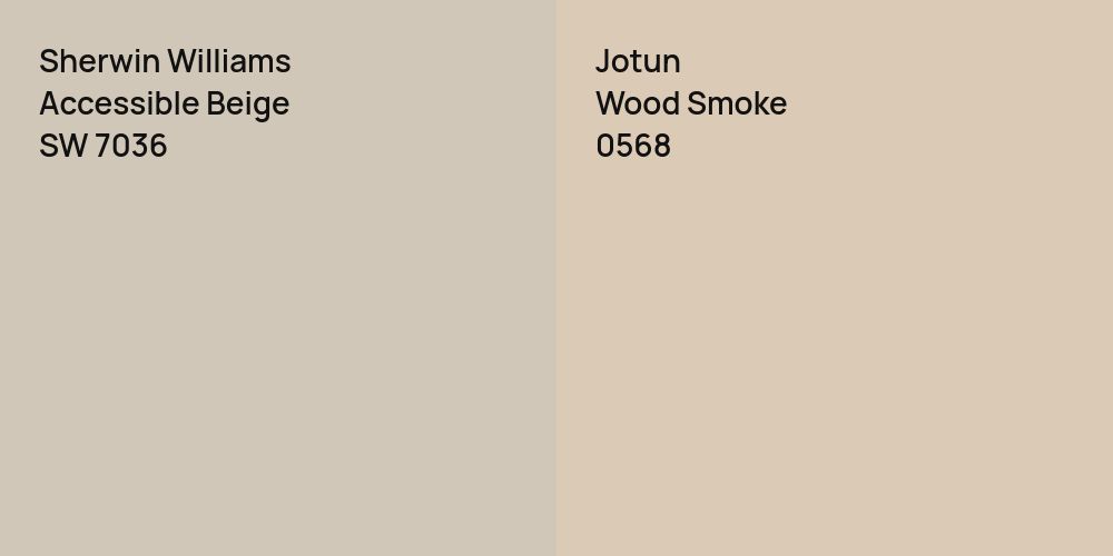 Sherwin Williams Accessible Beige vs. Jotun Wood Smoke