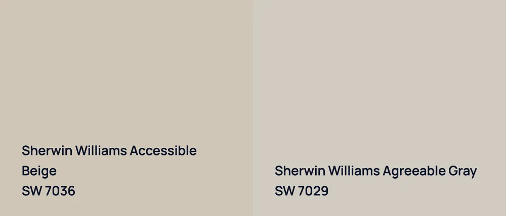 Sherwin Williams Accessible Beige SW 7036 vs Sherwin Williams Agreeable Gray SW 7029