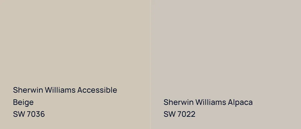 Sherwin Williams Accessible Beige SW 7036 vs Sherwin Williams Alpaca SW 7022