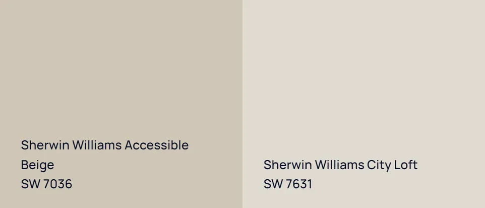 Sherwin Williams Accessible Beige SW 7036 vs Sherwin Williams City Loft SW 7631