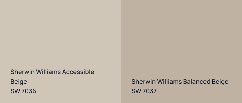 Sherwin Williams Accessible Beige SW 7036 vs Sherwin Williams Balanced Beige SW 7037