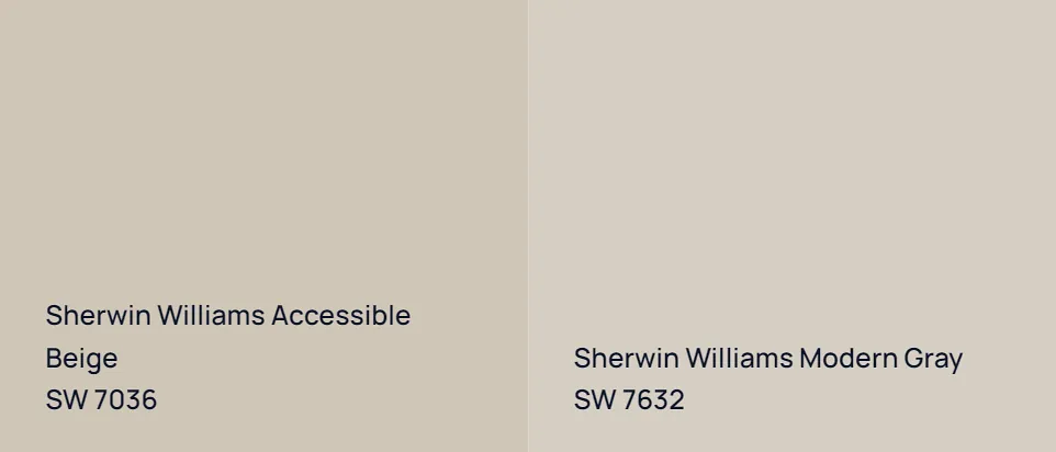 Sherwin Williams Accessible Beige SW 7036 vs Sherwin Williams Modern Gray SW 7632