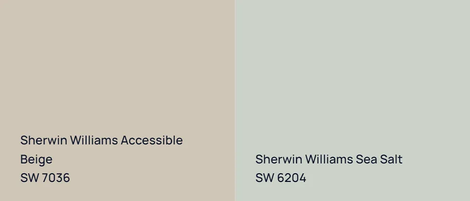 Sherwin Williams Accessible Beige SW 7036 vs Sherwin Williams Sea Salt SW 6204
