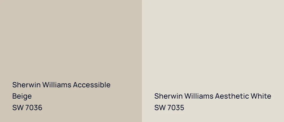 Sherwin Williams Accessible Beige SW 7036 vs Sherwin Williams Aesthetic White SW 7035