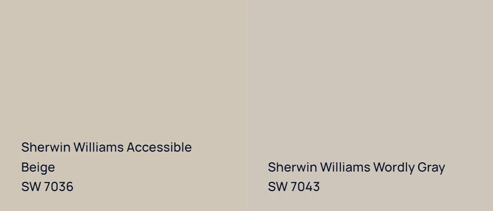 Sherwin Williams Accessible Beige SW 7036 vs Sherwin Williams Wordly Gray SW 7043
