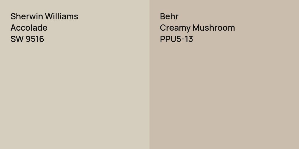 Sherwin Williams Accolade vs. Behr Creamy Mushroom