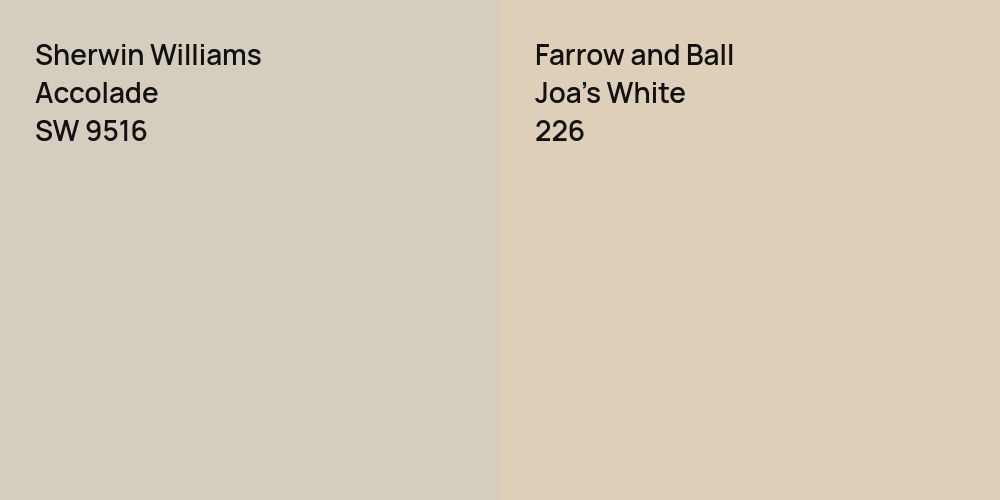 Sherwin Williams Accolade vs. Farrow and Ball Joa's White