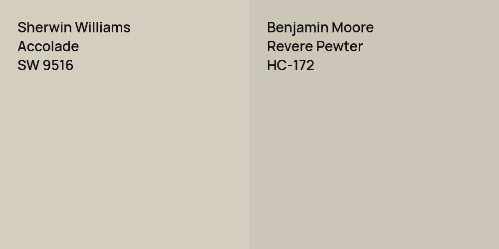 Sherwin Williams Accolade vs. Benjamin Moore Revere Pewter