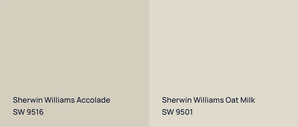 Sherwin Williams Accolade SW 9516 vs Sherwin Williams Oat Milk SW 9501