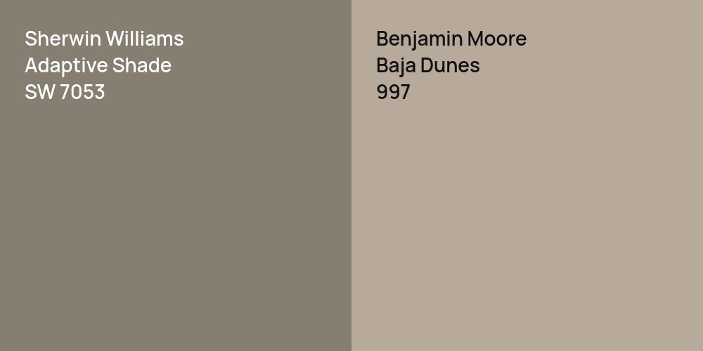 Sherwin Williams Adaptive Shade vs. Benjamin Moore Baja Dunes