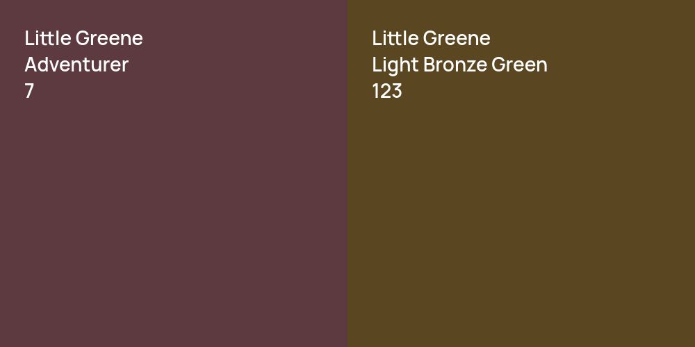 Little Greene Adventurer vs. Little Greene Light Bronze Green