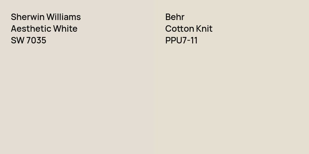 Sherwin Williams Aesthetic White vs. Behr Cotton Knit