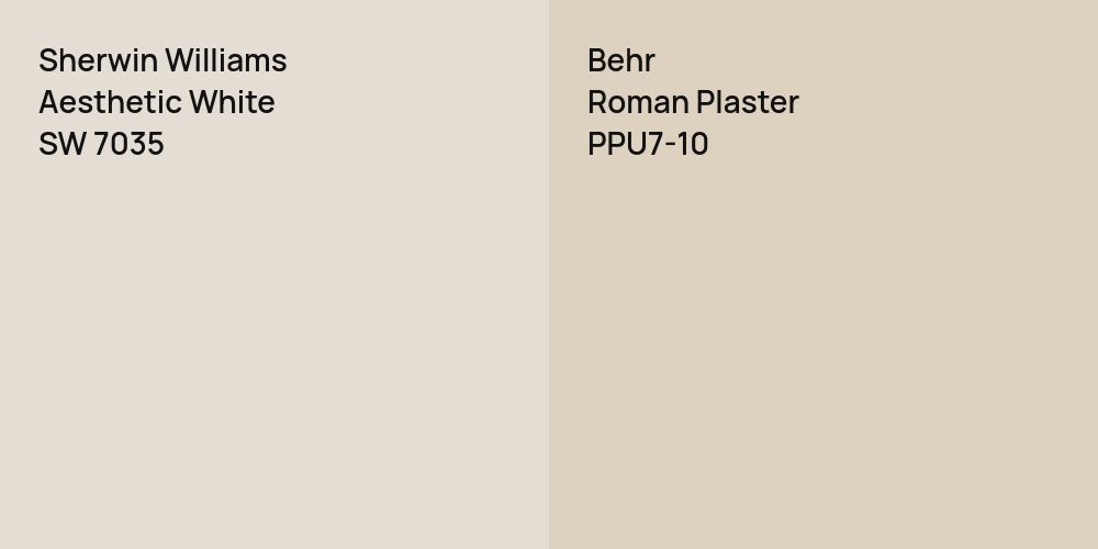 Sherwin Williams Aesthetic White vs. Behr Roman Plaster