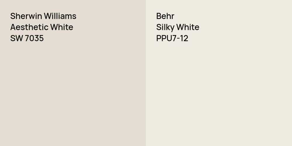 Sherwin Williams Aesthetic White vs. Behr Silky White