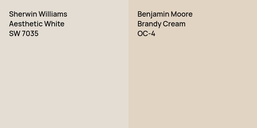 Sherwin Williams Aesthetic White vs. Benjamin Moore Brandy Cream