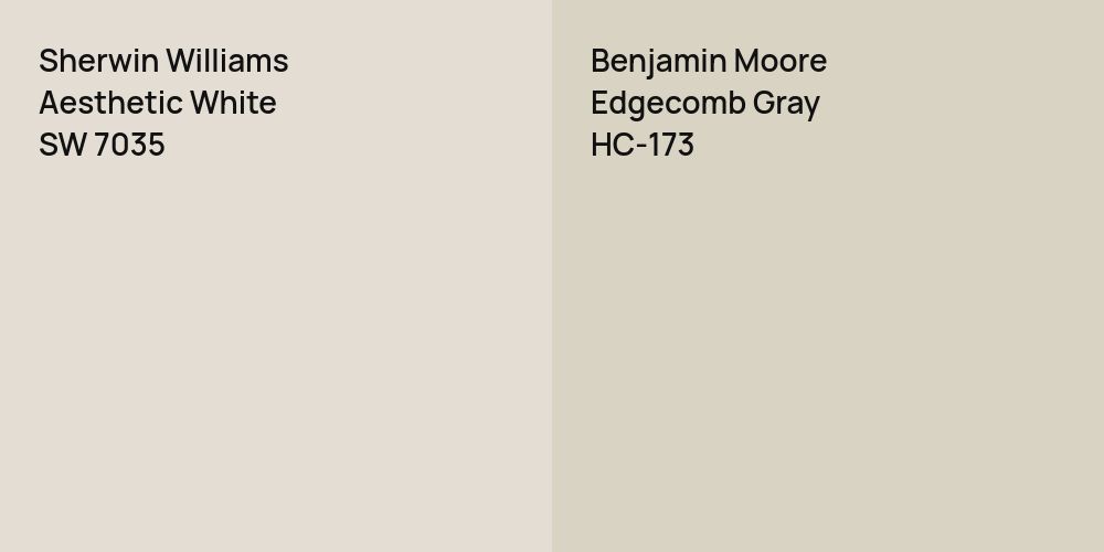 Sherwin Williams Aesthetic White vs. Benjamin Moore Edgecomb Gray