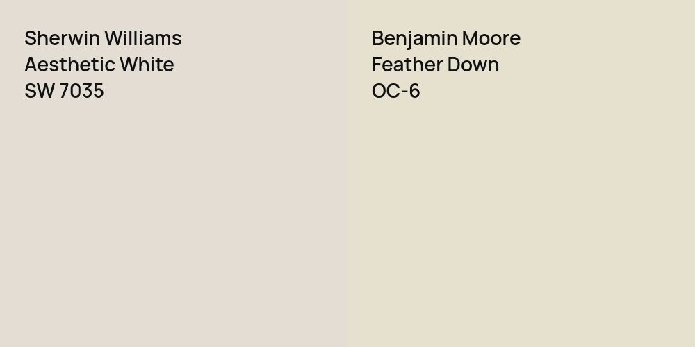 Sherwin Williams Aesthetic White vs. Benjamin Moore Feather Down