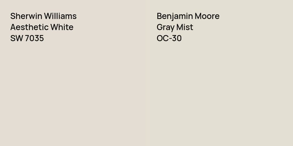 Sherwin Williams Aesthetic White vs. Benjamin Moore Gray Mist