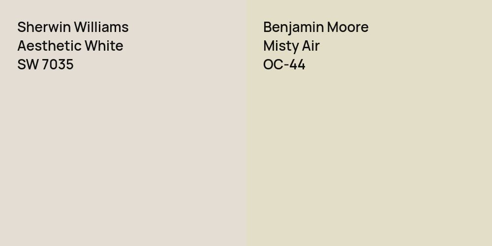 Sherwin Williams Aesthetic White vs. Benjamin Moore Misty Air