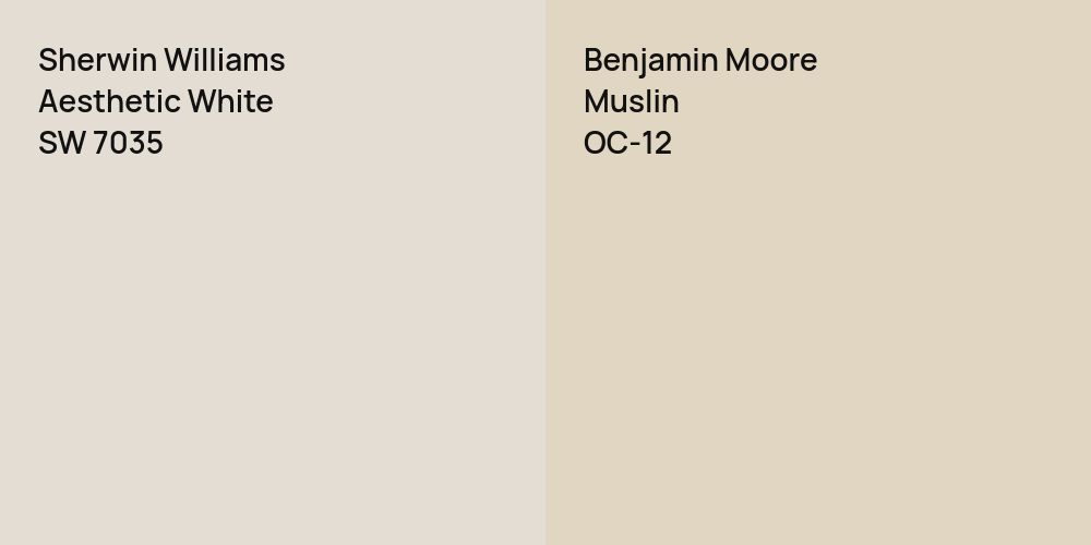 Sherwin Williams Aesthetic White vs. Benjamin Moore Muslin