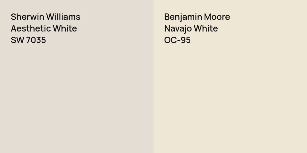 Sherwin Williams Aesthetic White vs. Benjamin Moore Navajo White