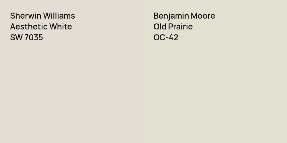 Sherwin Williams Aesthetic White vs. Benjamin Moore Old Prairie