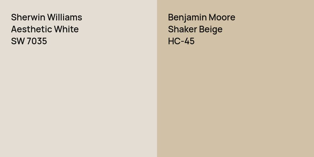 Sherwin Williams Aesthetic White vs. Benjamin Moore Shaker Beige