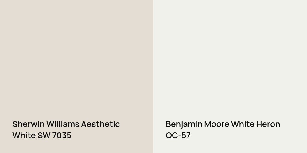 Sherwin Williams Aesthetic White vs. Benjamin Moore White Heron