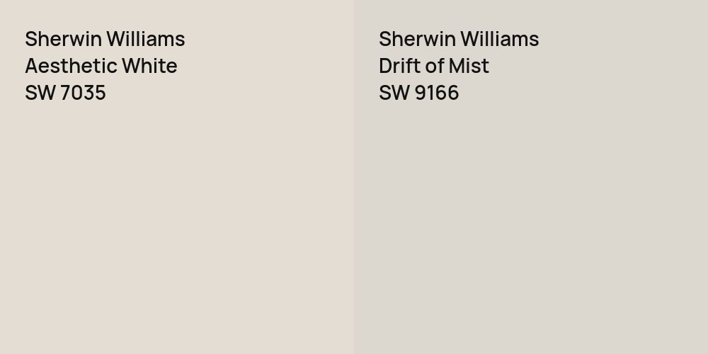 Sherwin Williams Aesthetic White vs. Sherwin Williams Drift of Mist