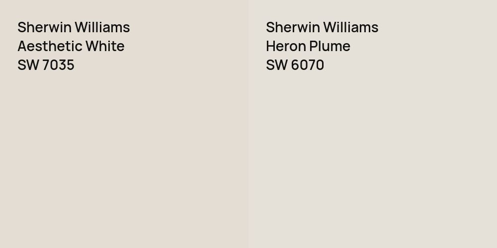 Sherwin Williams Aesthetic White vs. Sherwin Williams Heron Plume