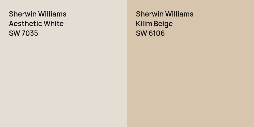 Sherwin Williams Aesthetic White vs. Sherwin Williams Kilim Beige