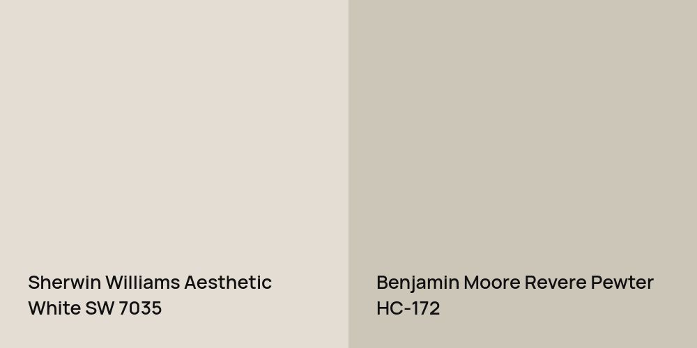 Sherwin Williams Aesthetic White vs. Benjamin Moore Revere Pewter