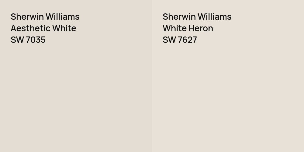 Sherwin Williams Aesthetic White vs. Sherwin Williams White Heron