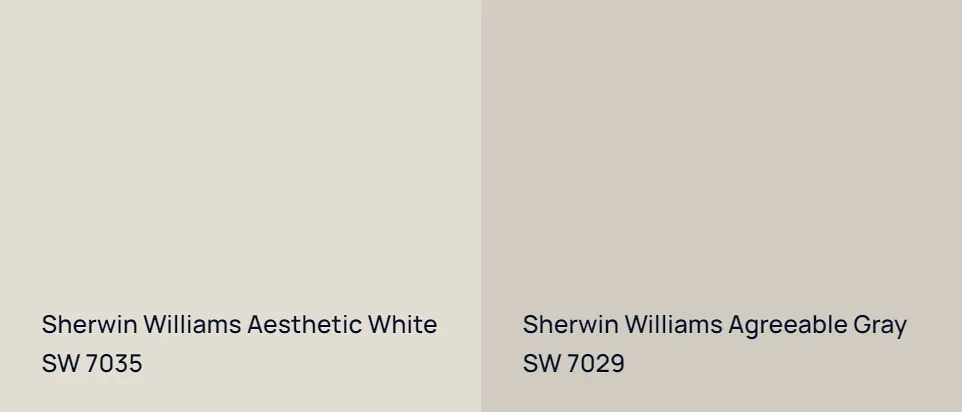 Sherwin Williams Aesthetic White SW 7035 vs Sherwin Williams Agreeable Gray SW 7029