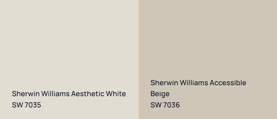Sherwin Williams Aesthetic White SW 7035 vs Sherwin Williams Accessible Beige SW 7036