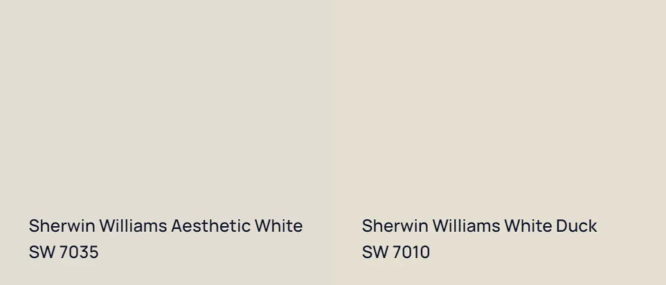 Sherwin Williams Aesthetic White SW 7035 vs Sherwin Williams White Duck SW 7010