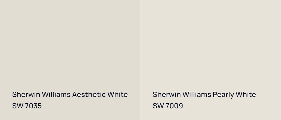 Sherwin Williams Aesthetic White SW 7035 vs Sherwin Williams Pearly White SW 7009