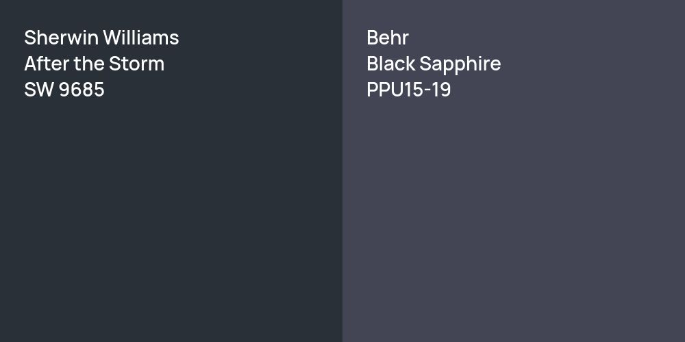 Sherwin Williams After the Storm vs. Behr Black Sapphire