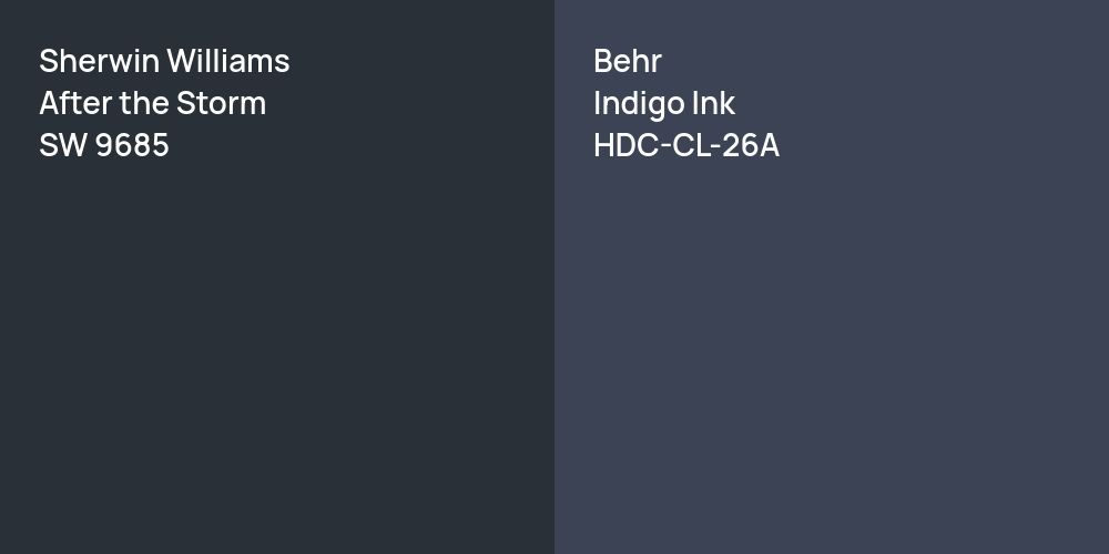 Sherwin Williams After the Storm vs. Behr Indigo Ink