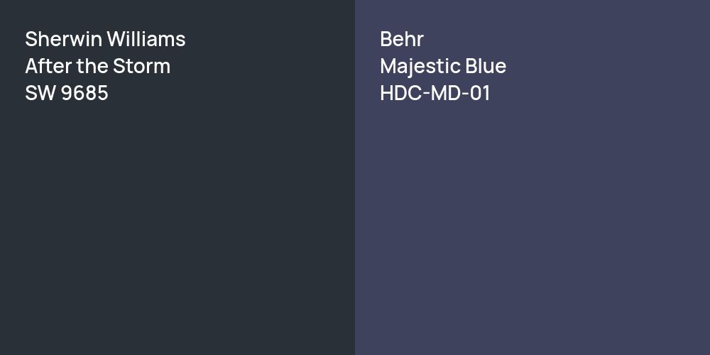 Sherwin Williams After the Storm vs. Behr Majestic Blue