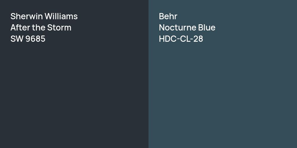 Sherwin Williams After the Storm vs. Behr Nocturne Blue