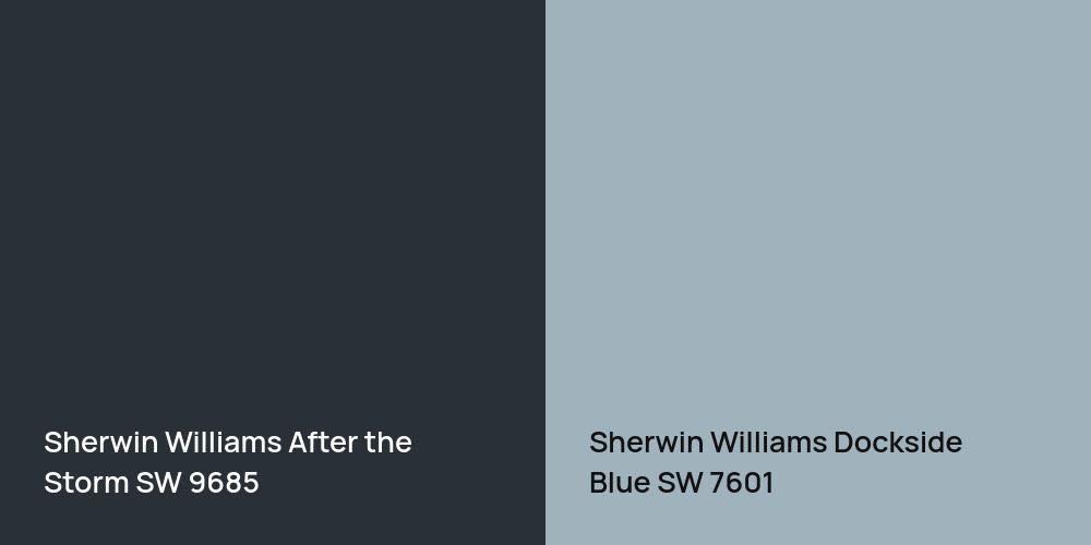 Sherwin Williams After the Storm vs. Sherwin Williams Dockside Blue