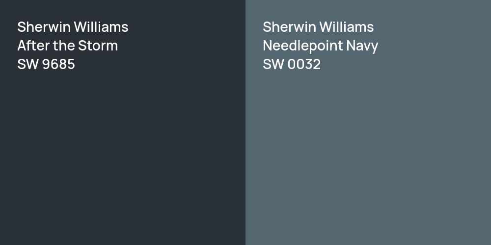 Sherwin Williams After the Storm vs. Sherwin Williams Needlepoint Navy